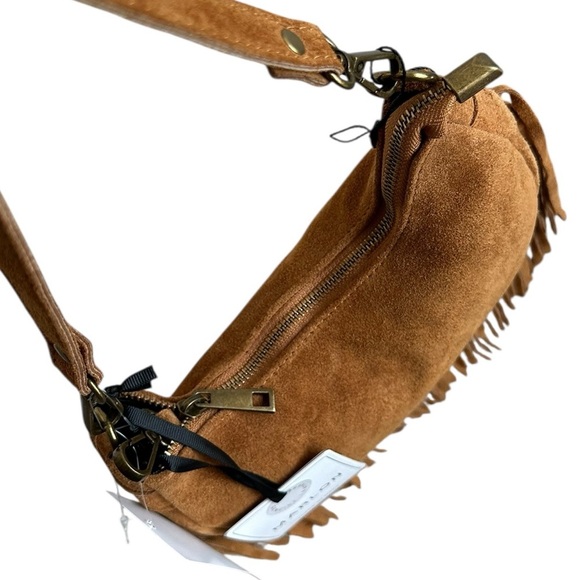 Marlon Italy Tan Fringe Shoulder Bag Crossbody - Picture 4 of 9